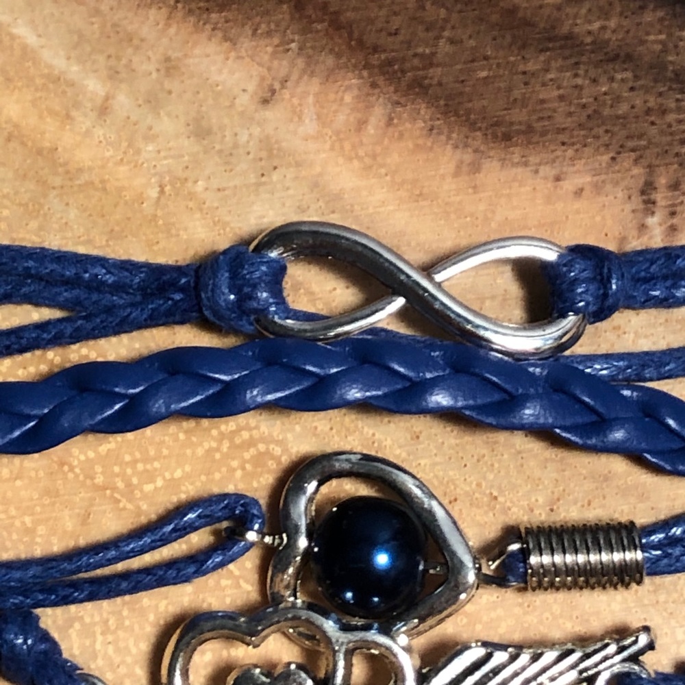 NWY 5 strand Navy Leather Bracelet 7” 2” extender - Picture 8 of 11